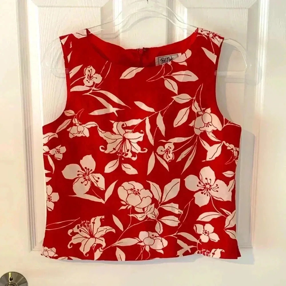 Bob Mackie Studio silk floral sleeveless top size 4p